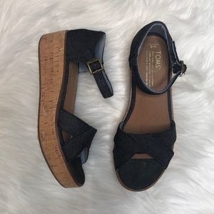 Toms Denim & Cork Platform Sandals